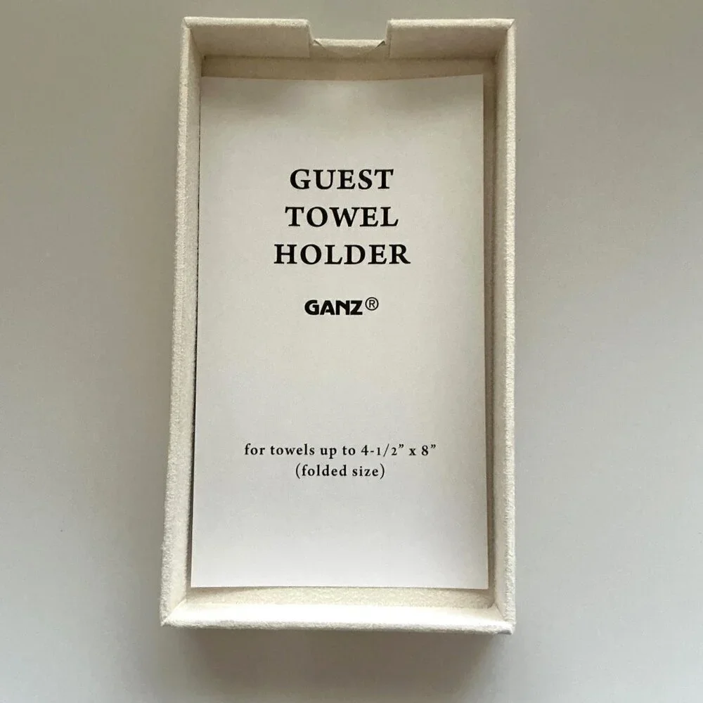 NWT Ganz Flocked Velvet-Like Guest Towel Holder – Off-White Bathroom Vanity Tray